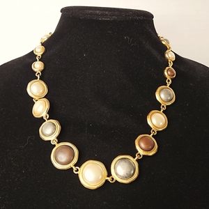 Vintage Liz Claiborne Gold Tone Reversible Sputnik Round Disc